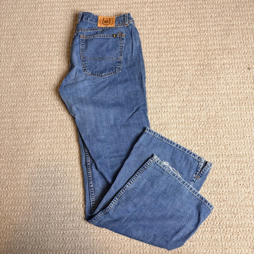 Lucky Brand Wild Child Jeans Vintage Made in USA Wide Leg Blue Denim Size 12 31